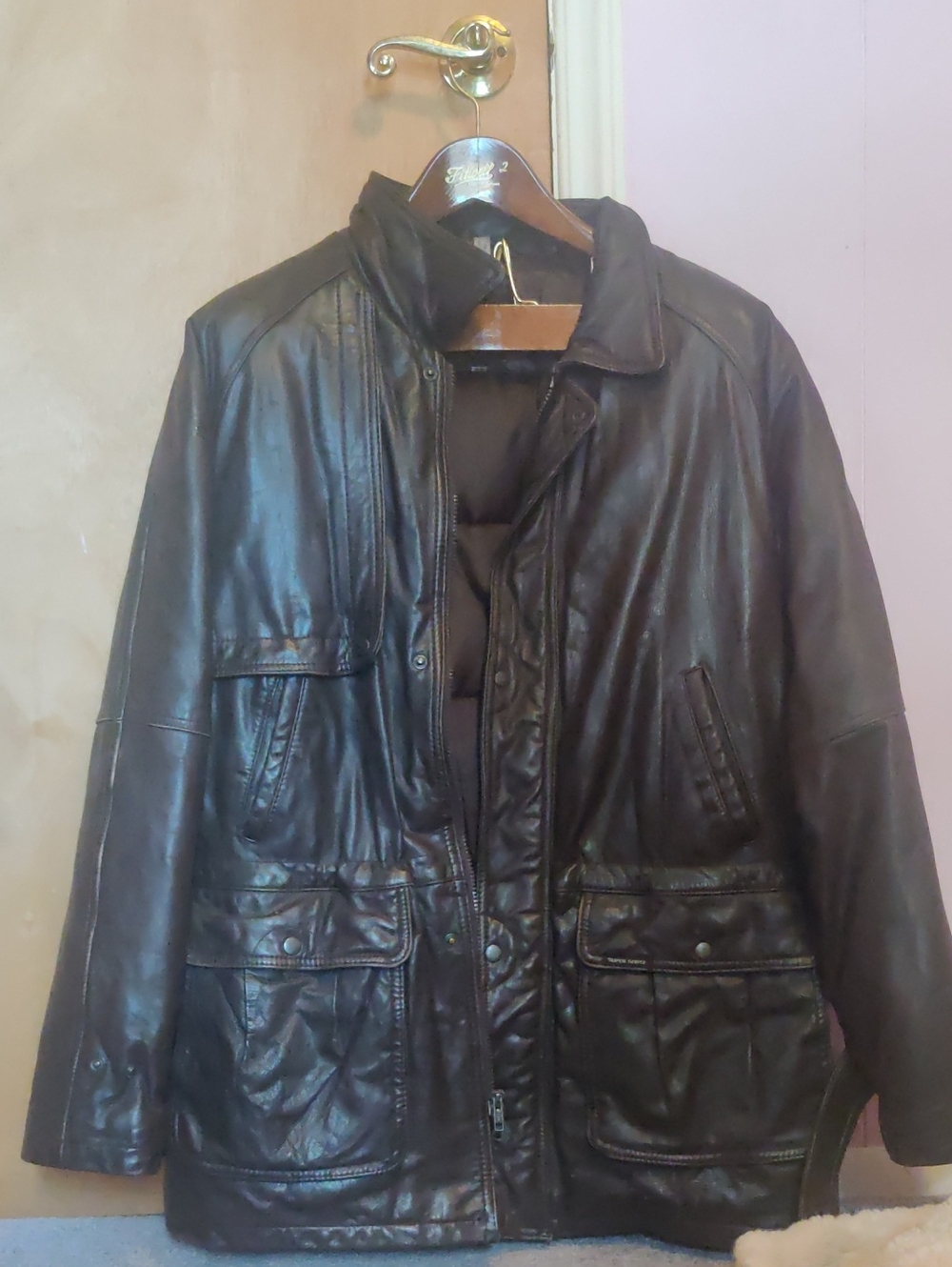 Men's Black Leather Jacket - Classic Utility Style